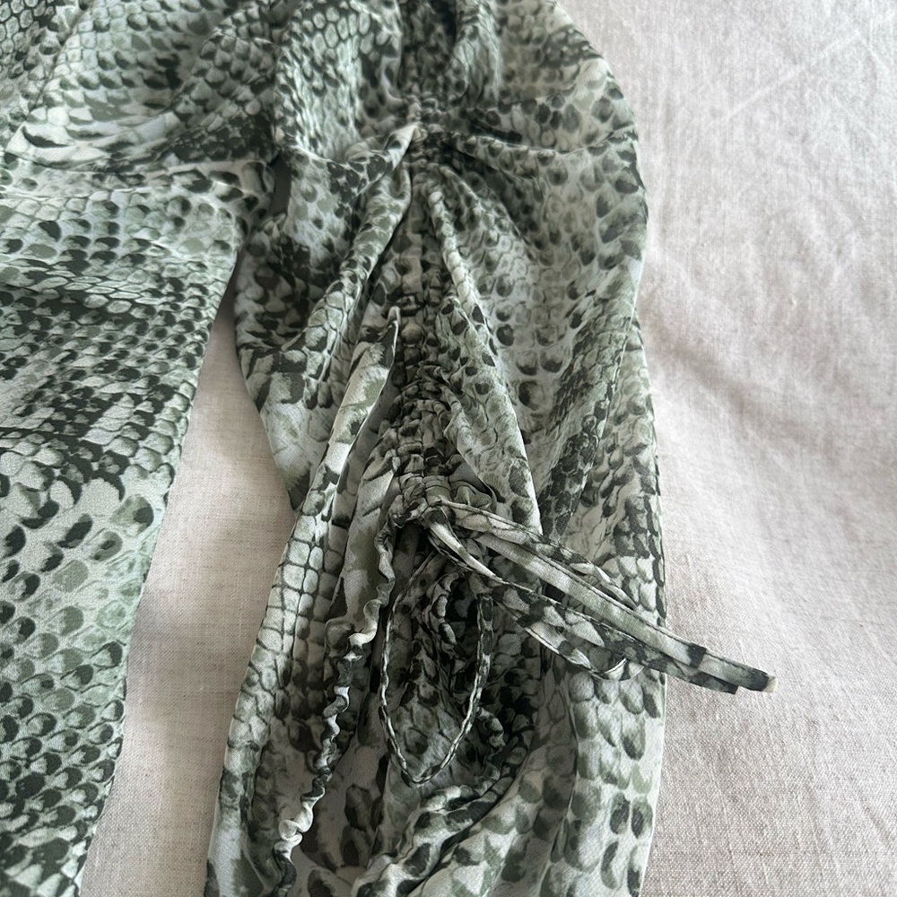 Zara Olive Patterned Ruffle Dress - Picture 3 of 3